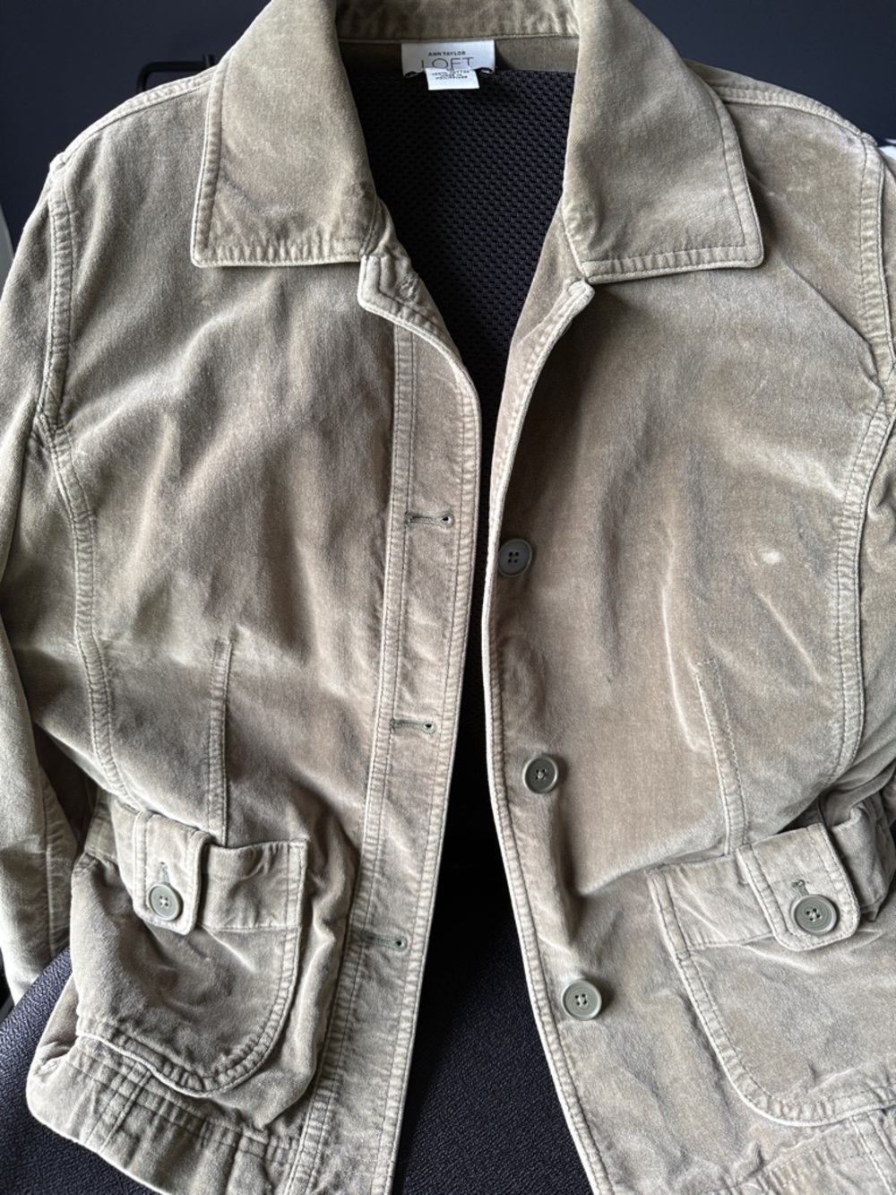 LOFT Olive-Taupe Utility Button-Front Jacket